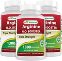 Najlepsi Naturals L- Arginine NO Booster Triple Strength 1300 mg Podawanie 120 Kapsułek Veg (120