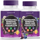 Resveratrol Berberine Grape Extract Quercetin - suplement polifenolu z Noni Extract, N- Acetyl Cysteine, Acai Extract - Made in USA - 120 Kapsułek