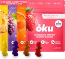 Moku Energy Chews - Energy Gummies w / Naturalna kofeina z zielonej herbaty 124; Yerba Mate, Woda kokosowa do hydrolizy, 4g Fiber Gummy, Non-GMO Gummy 124; Bieganie, Jazda na rowerze, On- The- Przekąski, Pakiet odmiany (8- Pack)