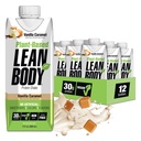 Lean Body Ready- to- Drink, Plant- Based Vegan Vanilla Karmel Protein Shake, 30g Protein, Brak sztucznych aromatów, Sweeters lub kolory, Nie GMO, Gluten Free, Premium Pea & Rice Mieszanka (Opakowanie 12)