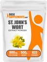 BulkSupplements.com St. John 's Wort Extract - St. Johns Wort Supplement, Herbal Supplement for Mood - Vegan & Gluten Free, 600mg per Serving, 500g (1.1 lbs) (Opakowanie po 1)