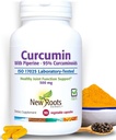 NOWY ROOTS HERBAL Kurkumina Kurkumina Suplement 500mg z Gingers & Black Pepper Extract - 20x Lepsze wchłanianie 124; Kumaryna Kapsułki z 95% Kurkuminoidy & 95% Piperyna (90 Kapsułki Veg)