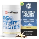 EarthNutri - Jajowy biały proszek proteinowy do ćwiczeń przed, intra lub post, 26g białka na serwowanie, Wspiera wytrzymałość mięśni i odzysk, Brak sztucznych dodatków - Vanilla 20 Służenia (640g)
