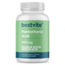 BESTVITE Kwas pantotenowy 500 mg (witamina B5) (240 Kapsułki wegetariańskie) - bez stearynianów - bez żelatyny - bez krzemianu wapnia - Wegan - bez GMO - bez glutenu