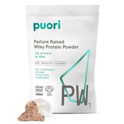 Proszek z białka serwatki Puori, Ciemna Czekolada - PW1 Podwyższone, Napoje z białka serwatkowego w proszku zawierające Acidy Amino BCAA - Post- Workout Supplement for Muscle Gain & Recovery - 30 Serwacje