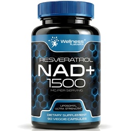 WELLNESS LABSRX NAD Supplement, 1500mg - USA Made Liposomal NAD + Suplement z Resveratrol, NAD Plus Boosting - Wsparcie zdrowia komórkowego, Stamina & Zdrowe Starzenie - Ultra Siła kapsułki