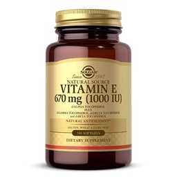 Solgar Witamina E 670 mg (1000 j. m.), 180 Softgels - Naturalny przeciwutleniacz, Skóra i system immunologiczny Wsparcie - Naturally-Sourced Witamina E - Gluten Free, Dairy Free - 180 Servings