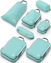 Duży kompresja Pakowanie Kosze dla Travel- Packing Cube Organizatory Bagażniki 7 Zestaw do kontroli bagażu Ultralight, rozszerzalne / kompresji torby przez TRIPPED Travel Gear (DustyTeal / White)