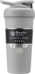 BlenderBottle Sport Izolowana stal nierdzewna Shaker Butelka z drutu Whisk, 24- Ounce, Grey - Shakes protein & Hydration dla sportowców & Fitness Entuzjastów, Easy Mixing, Keeps Drinki zimne, Lockable Lid
