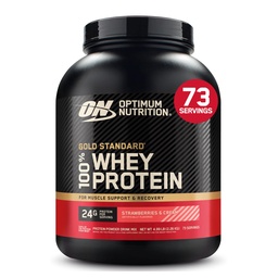 Optimum Nutrition Gold Standard 100% Proszek białkowy serwatki, Truskawki i śmietanka, 5 funtów (Opakowanie może Vary)