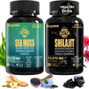 Geloo Superfood Supplement Bundle - 90 Kapsułki z mchu morskiego (Sea Moss, Black Seed Oil) & 90 Kapsułki z czystego Shilajit (Shilajit, Ashwagandha) -1 Pack