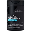 Sports Research ® Total Omega-3 Fish Oil 2200mg - Wyprodukowane z kryla antarktycznego w / Astaksantyny, Wild Sockeye Salmon & Alaska Pollock - 960mg EPA & DHA - 120 Softgels
