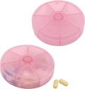 Portable Cotygodniowy Pill Organizator 7 Dzień Pili Kontener, Okrągłe Pill Case Travel Friendly, Codzienne Tydzień Pill Reminder Case, BPA- Witamina wolna, Suplement, Olej rybny, Planer leków (różowy)