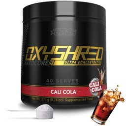 EHP Labs OxyShred Hardcore Super dozowany przed treningiem proszku - Proszek do treningu wstępnego z L Glutamina i Acetyl L Karnityna, Energy Boost Drink - 275mg kofeiny - Cali Cola, 40 Służenie