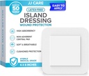 JJ CARE Adhesive Island Dressing [Pack of 50], 6x6 Steryl Borded Gaze Dressing, Breathable Island Hound Dressing Indywidualnie owinięte z Highly Absorbent Non- Stick Center Pad