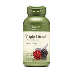 GNC Herbal Plus Triple Ginsa suplement, wspiera witalność, 100 Służenia