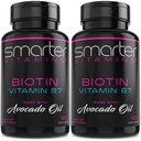 (2 opakowania) Inteligentniejszy Biotin 5000mcg w oleju awokado, Witamina B7, Non-GMO, 90 Mini płynne softgele, No Soy