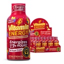 Witamina Energia Immune + Dodatkowa Siła Energy Shot Fruit Punch 12 Pack, 260mg naturalna kofeina, B- witaminy, Citicoline, Zielona herbata, Immunitet & Focus Support, Zero cukru, Gluten- Free 1.93 fl oz