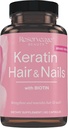 Reserveage Keratin Hair Booster with Biotin - Keratin Supplement with Biotin & Resveratrol - Supports Hair Growth & Nail Health - 60 Capsules