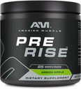 Amazing Muscle Pre Rise Between 124; Wstępny trening proszku suplement z kofeiną & Beta- Alanina dla mężczyzn i kobiet 124; 25 Sług (25 Służenie, Zielone jabłko)