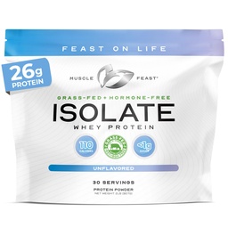 Mięśnie Uczta Grass- Fed Isolate białka serwatki, Wszystkie naturalne hormon wolne pastura wzrosła, Serwatka Isolate Protein Proszek dla mężczyzn i kobiet, Czysty, Nie- GMO i Gluten- Isolate Protein - Unflavored, 2lb