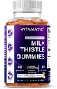 Vitamatic Milk Thistle Gummies- 10000 mg Equivalent Per Serving (from 50:1 Extract 200 mg)- Liver Detox & Anti Oxidant Health - Min. 80% Silymarin Flavonoids - 60 Pectin Based Gummies