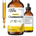 Wild & Organic Rumian Kwiatów nalewka - Suplement do relaksacji - Rumianek ekstrakt płynny krople - Wegan, Cukier i Alkohol - 4 fl oz