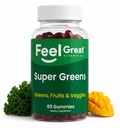 Super Zielone Gummies - Suplement zielony Superfoods ze szpinakiem, Brokułami, Kale, Buraki, Jeżyny do wspierania odporności - Owoce i suplement roślinny - Arbuz Flavor, 60 Gummies