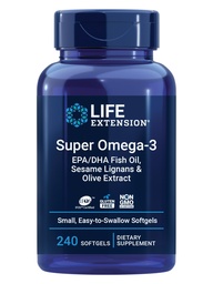 Life Extract Super Omega-3 EPA / DHA Fish Oil, Sezame Lignans & Olive Extract - Heart Health, Brain Health, Inflativity Health Support, Gluten- Free, Easy to Swallow, Non-GMO, 240 Softgels