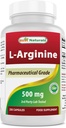 Najlepsze Naturals L- Arginina 500 mg 250 Kapsułki - farmaceutyczny stopień L Arginina suplement promuje syntezę tlenku azotu