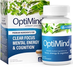 Optimind Bacopa Monnieri Brain Supplement for Memory and Focus, Nootropics with Phosfatidylserine, Huperzine A, Non-GMO, Clinically Studied Ingredients, 32 kapsułki