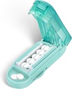 DUBSTAR Pill Cutter Splitter dla małych i małych tabletek, mnogie szczypce do piór dla małych lub dużych tabletek, Regulowany Pill Splitter z urządzeniem i Blade Guard dla wielu tabletów (Cyan)
