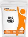 BulkSupplements.com Proszek tlenkowy cynku - Suplement tlenku cynku, Suplement mineralny do wsparcia immunologicznego - Bezgluten, 50mg na jedną porcję, 250g (8.8 oz) (Opakowanie po 1)