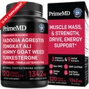 PrimeMD 12- in-1 Fadogia Agrestis i Tongkat Ali - Suplement testosteronu dla mężczyzn z Turkesterone - HornyGoatWeed dla mężczyzn dla ogólnego Well- Będąc z 1342mg na serwowanie (120 kapsułek) (Opakowanie po 1)