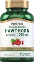 Piping Rock Hawthorn Berry Kapsułki 124; 250 mg 124; 150 tabletek 124; Herb Extract Supplement Supplement 124; Non-GMO, Gluten Free