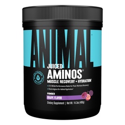 Animal Juiced Amino Acids - BCAA Proszek EAA Matrix Plus Hydration z elektrolitami i soli morskiej w każdej chwili odzyskiwania i poprawy wydajności, Grape Flavor, 30 Służenia