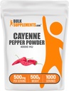 BulkSupplements.com Cayenne Pepper 40000 HU Powder - Capsaicin Supplements, Cayenne Pepper Powder - Vegan & Gluten Free, 500mg per Serving, 500g (1,1 lbs) (opakowanie po 1)