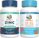 MaryRuth Organics Cynk (Tarta Malina) & Witamina K2 + D3 Gummeje wapniowe (Peach Mango & Morecot) 124; Projekt czystego etykiety zweryfikowany ® 124; Witaminy dla odporności & Wspólne i zdrowia kości 124; Wegan, Non-GMO