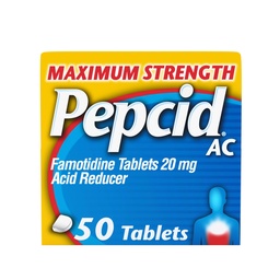 Pepcid AC Maksymalna moc Heartburn Relief Tablets, OTC Medicine Prevents & Relieves Heartburn Ze względu na niestrawność kwasu & Sour żołądka, 20mg Reduktor kwasu famotydyny, Fast- Acting, 50