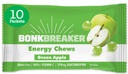 Bonk Breaker Energy Chews, Darmowy, Bezglutenowe składniki do dostarczania szybkiej energii i ostrości, 1 Pudełko z 10 pakietów, Zielone jabłko