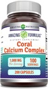 Amazing Formulas Coral Calcium Complex Supplement | 1000 Mg | 200 Capsules | Non-GMO | Gluten-Free | Made in USA