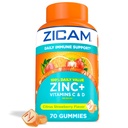 Zicam Daily Immune Supplement, suplement gumy, Cynk, Witamina C i Witamina D, Citrus Strawberry Flavor, 70 Count