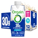 Orgain 30g Wstrząs wysokobiałkowy, Izolacja mleczna białko, Vanilla Bean, 5g BCAA, 1 g cukru na porcję, Mączka zastępcza, Gotowy do picia, Keto Friendly, Gluten- Free 11 Fl Oz (Opakowanie 12)