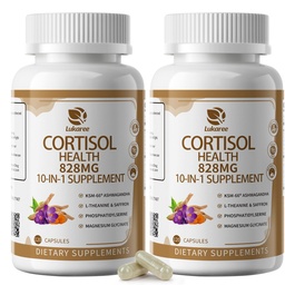 10- IN-1 Kortyzol Suplementy z Magnezu, Ashwagandha, Rumianek, L- Theanina, Fosfatydyloseryna, ziele dziurawca zwyczajnego, Astragalus, Witamina C & D3, Dla Kobiet, 240 Kapsułki wegańskie dla 4 Miesiąca, Non-GMO