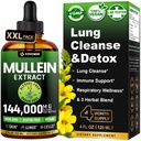 Mullein Drops for Lungs with Licorice & Astragalus, Rescue & Immune Support, Lung Detox for Smokers Tincture, Mullein Leaf Extract for Lung Cleanse, Sugar & Alcohol- Free, 4 fl oz