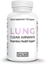 SHIZAM Lung Cleanse Detox Supplement for Research Health & Smokers. Kapsułki z Butterbur Stinging Nettle Root Bromelain Quercetin Cordyceps Feverfew Pine Bark Extract Pills