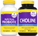 InnovixLabs Choline & Multi Probiotic Bundle Choline Bitartrate 550mg (100 kapsułek) Multi Strain Probiotics (60 kapsułek). Wspomaga pamięć, nastroje, zdrowie mózgu i pobudza kreatywność. *