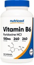 Nutricost Witamina B6 (HCl pirydoksyny) 100 mg, 240 kapsułki