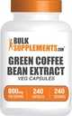 BulkSupplements.com Green Coffee Bean Extract kapsułki - Green Coffee Bean Supplements, Green Coffee Bean Kapsułki - Green Coffee Bean 8000mg, Wegan - 1 kapsułki na Serving, 240 kapsułki Veg
