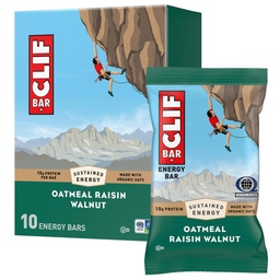 CLIF BAR - Bary białka energetycznego - Owsianka Raisin Walnut - Made with Organic Oats - Energy Bars - Non-GMO - (10 Pack)